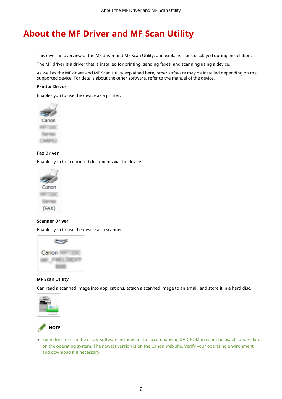 About the mf driver and mf scan utility | Canon i-SENSYS MF244dw User Manual | Page 11 / 60
