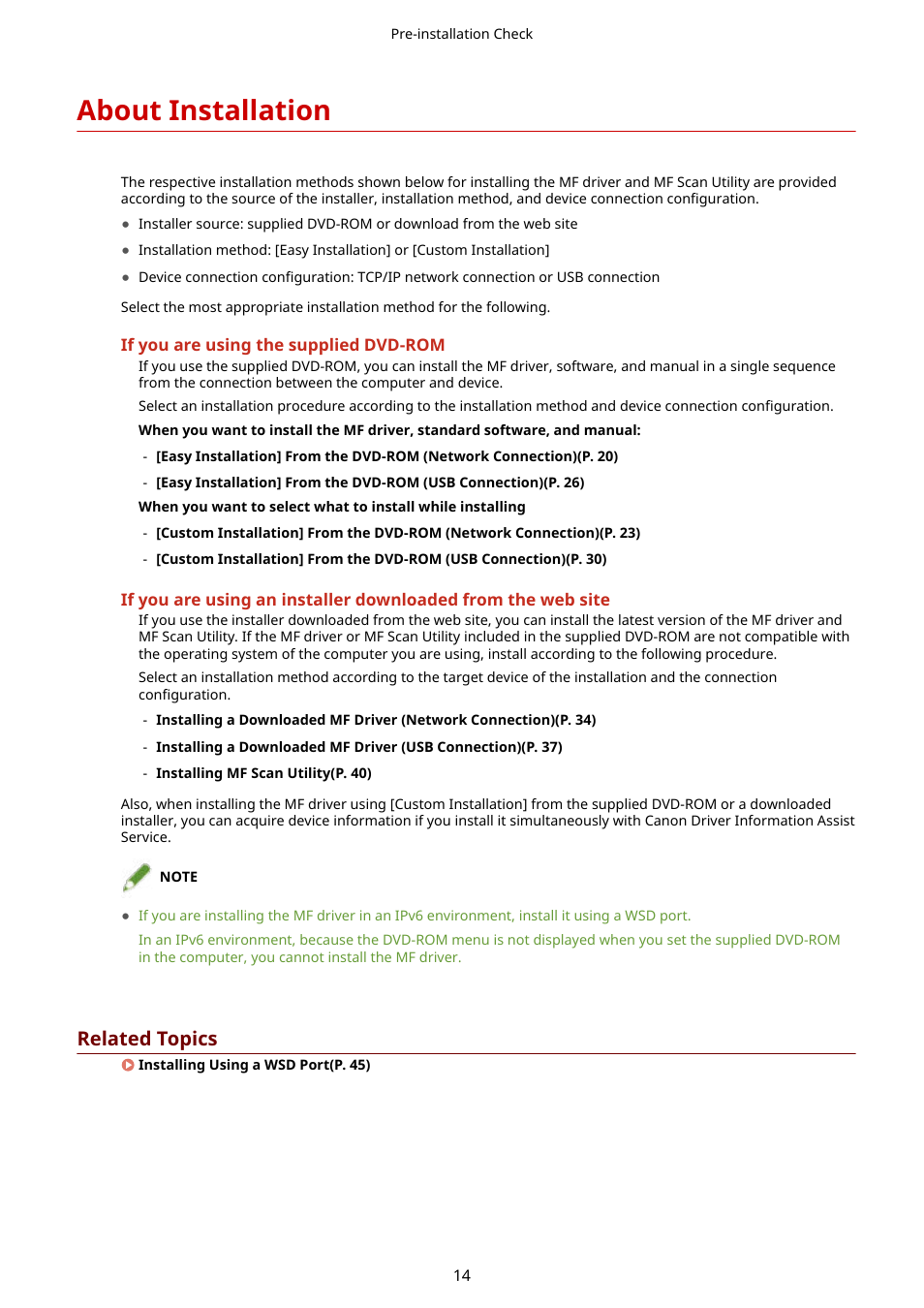 About installation, Related topics | Canon i-SENSYS MF244dw User Manual | Page 16 / 60