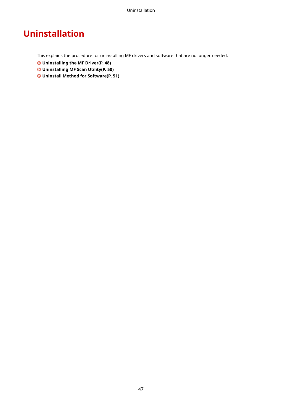 Uninstallation | Canon i-SENSYS MF244dw User Manual | Page 49 / 60