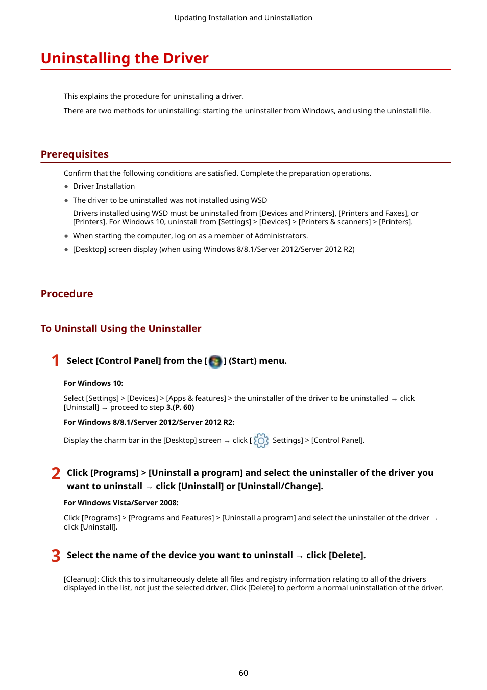 Uninstalling the driver | Canon i-SENSYS MF244dw User Manual | Page 63 / 85