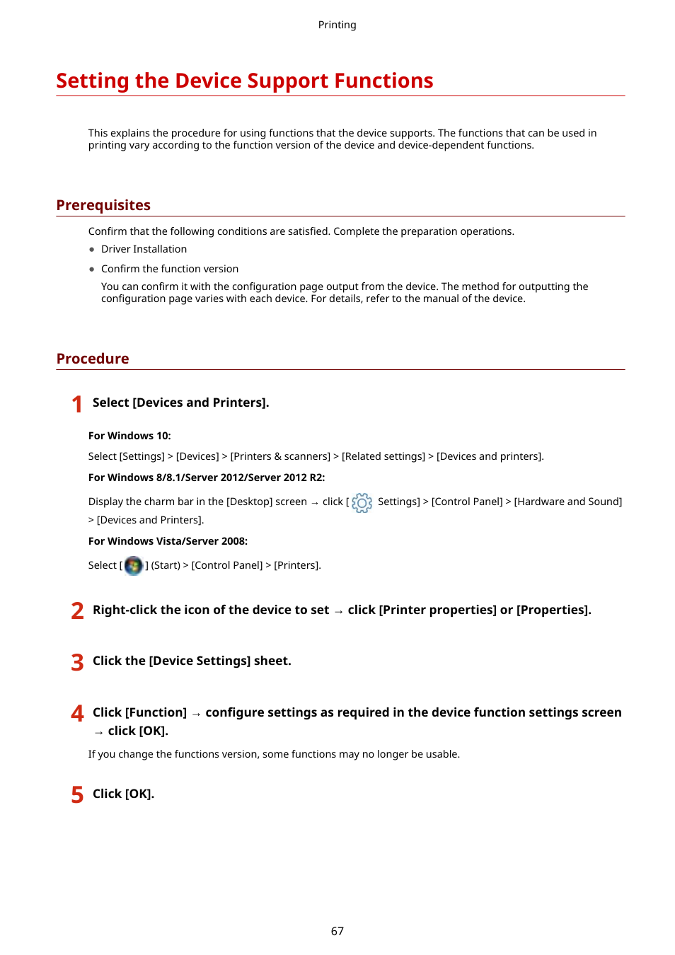 Setting the device support functions | Canon i-SENSYS MF244dw User Manual | Page 70 / 85