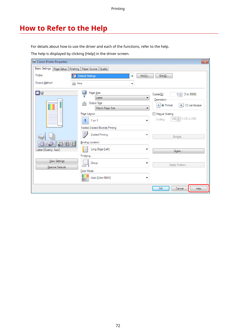 How to refer to the help, How to refer to the help(p. 72) | Canon i-SENSYS MF244dw User Manual | Page 75 / 85