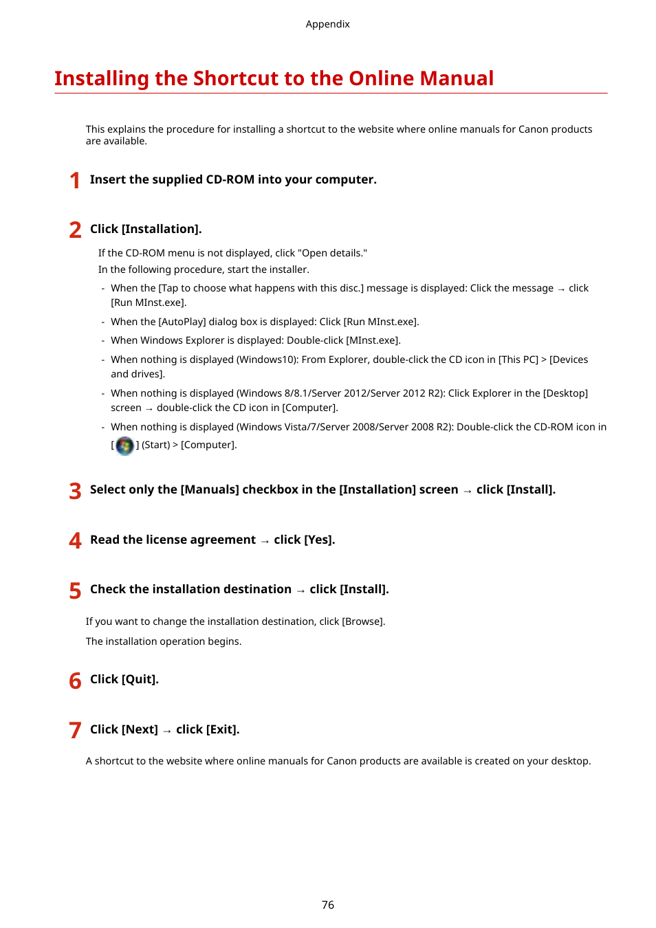 Installing the shortcut to the online manual | Canon i-SENSYS MF244dw User Manual | Page 79 / 85