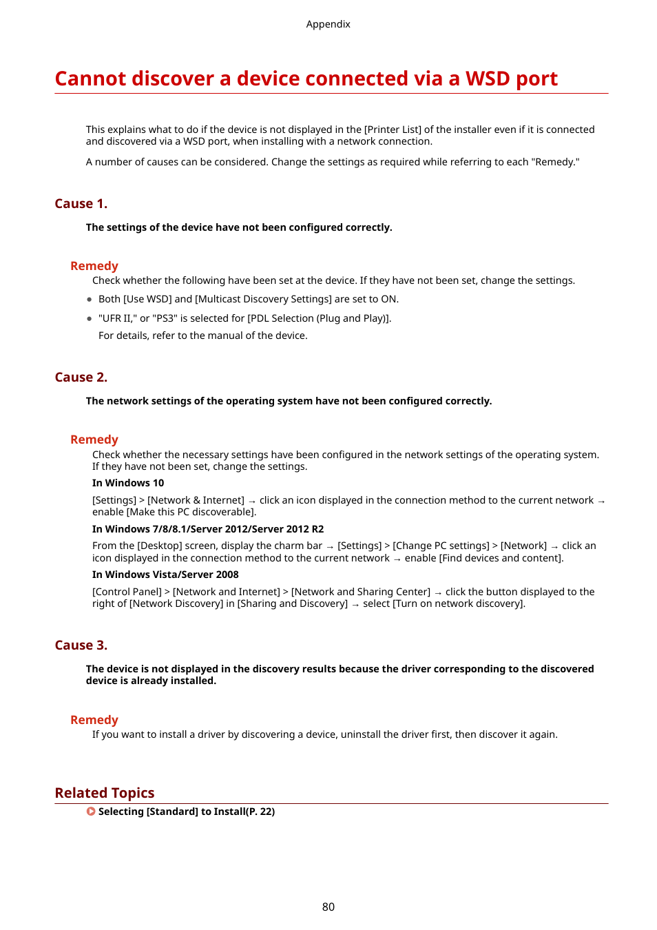 Cannot discover a device connected via a wsd port, Related topics | Canon i-SENSYS MF244dw User Manual | Page 83 / 85