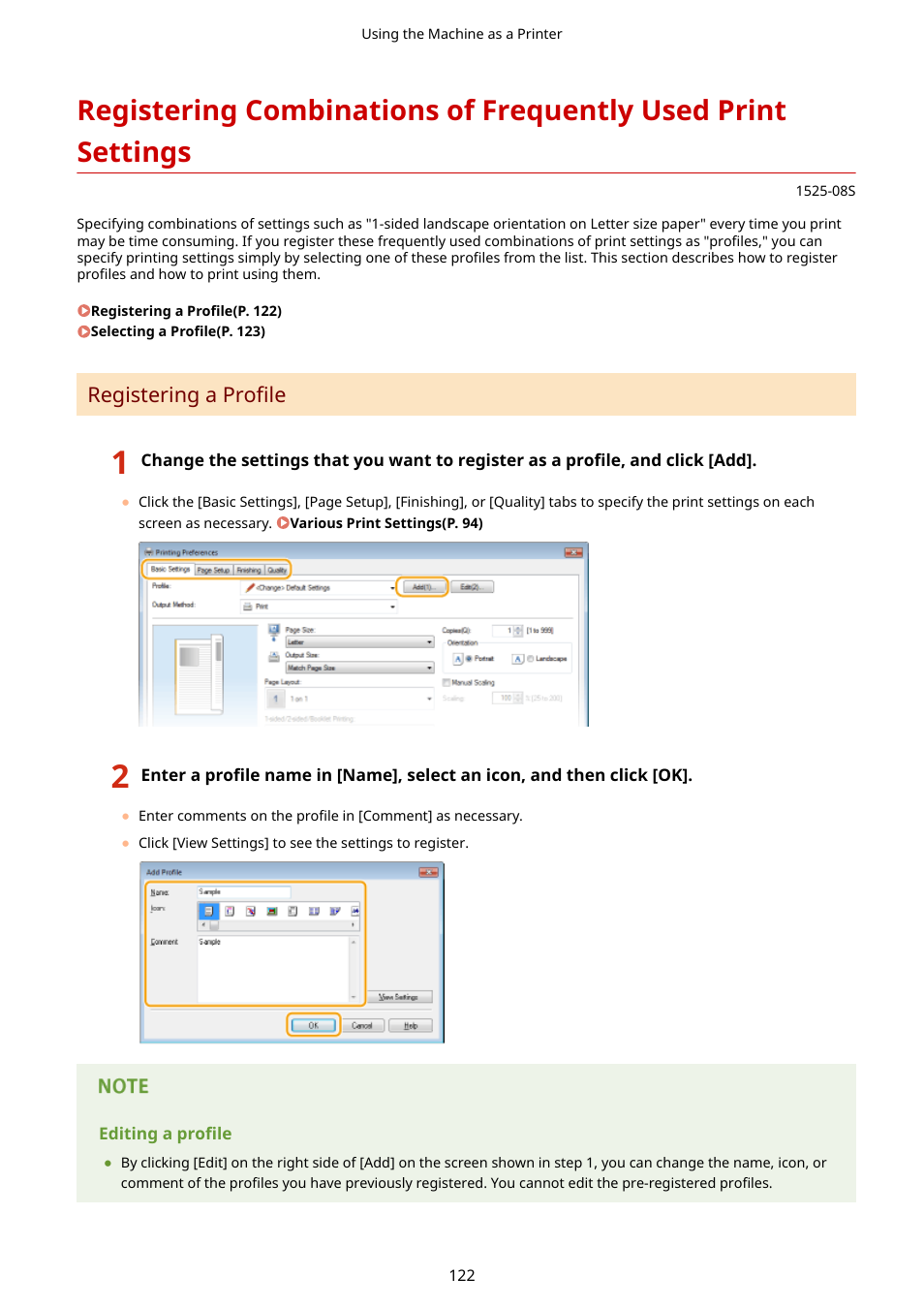 Registering a profile | Canon i-SENSYS MF244dw User Manual | Page 128 / 477