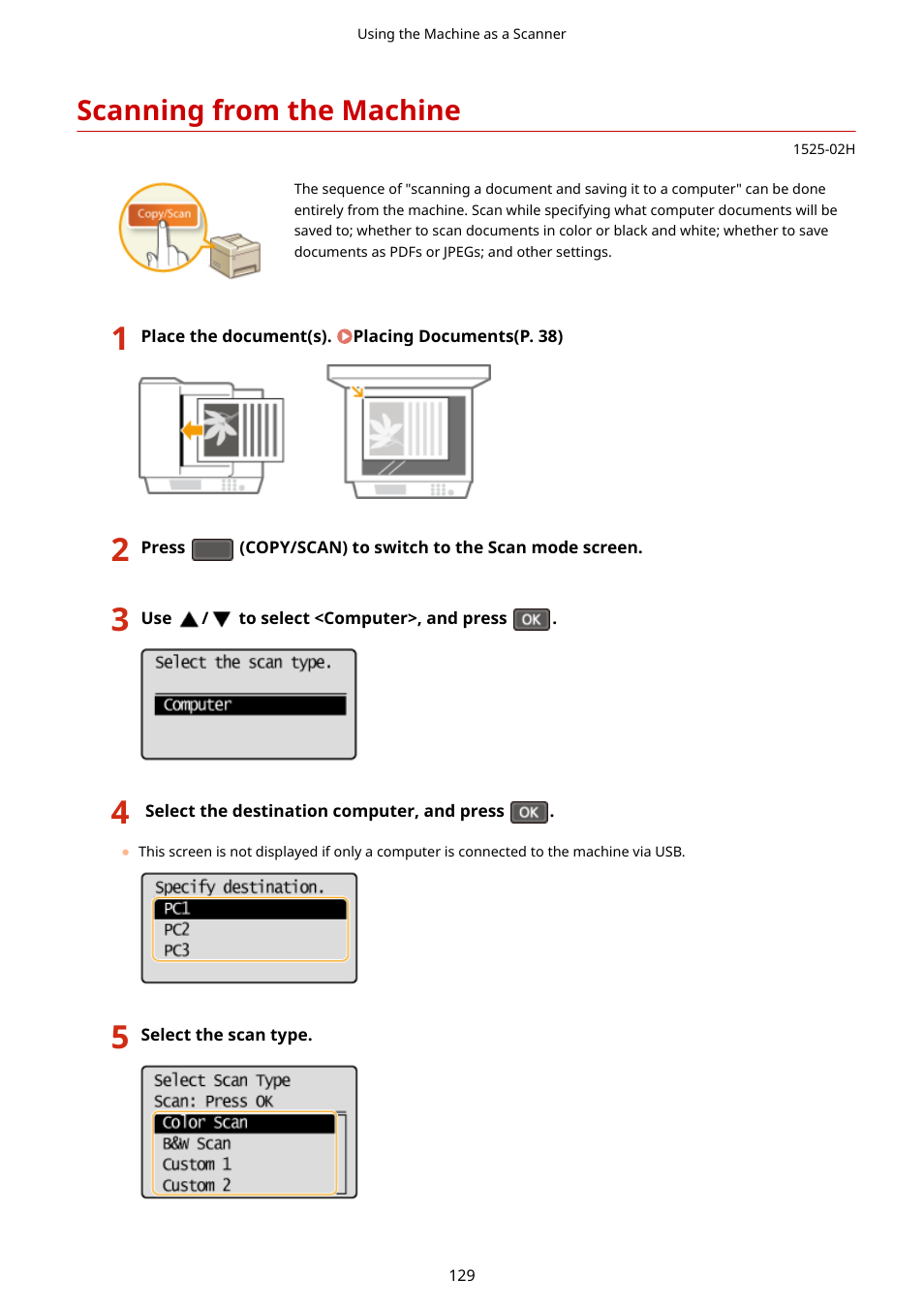 Scanning from the machine, Scanning from the machine(p. 129) | Canon i-SENSYS MF244dw User Manual | Page 135 / 477