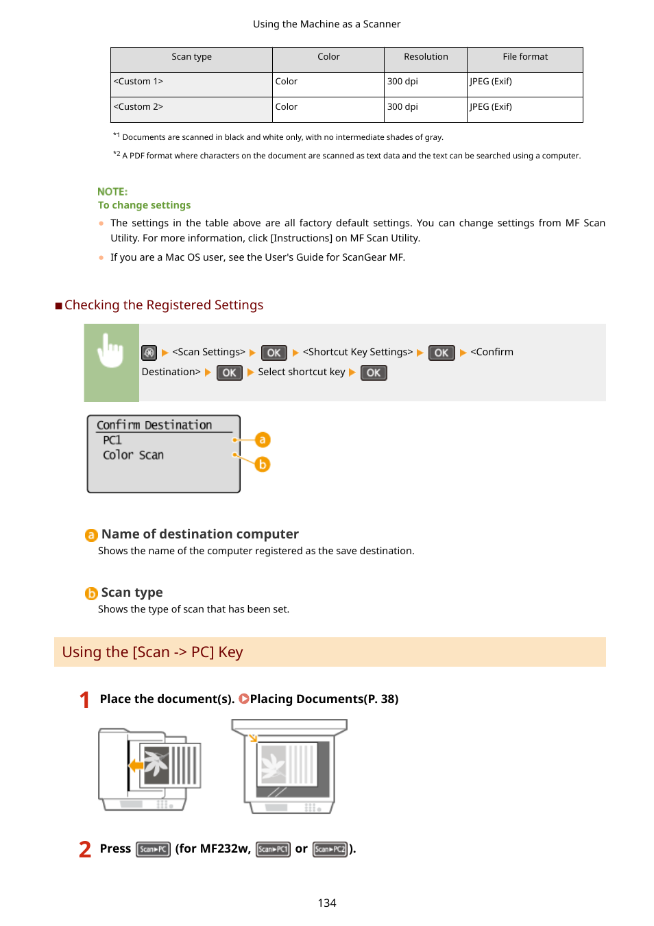 Using the [scan -> pc] key | Canon i-SENSYS MF244dw User Manual | Page 140 / 477