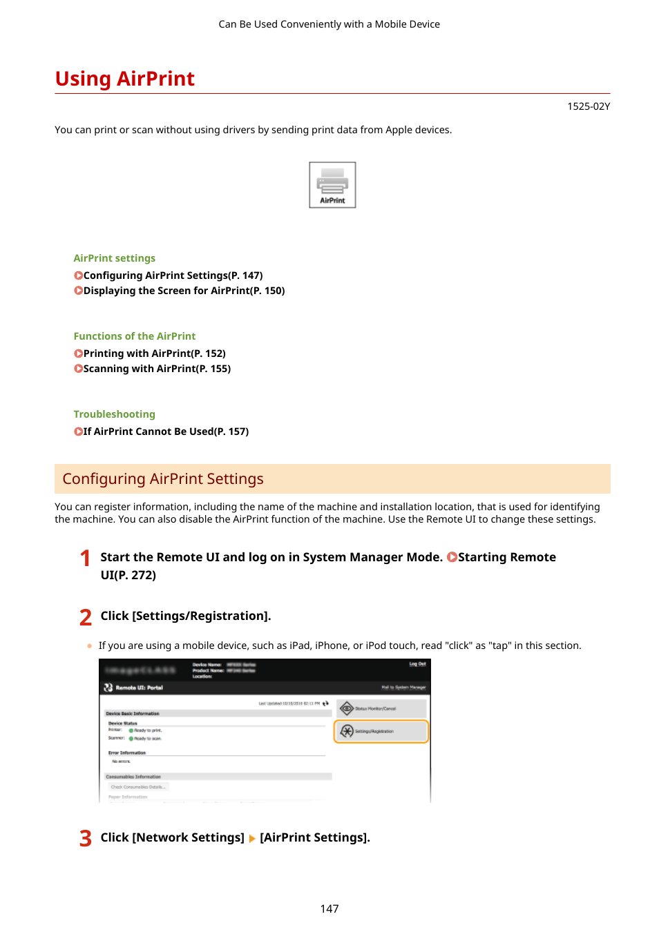 Using airprint | Canon i-SENSYS MF244dw User Manual | Page 153 / 477