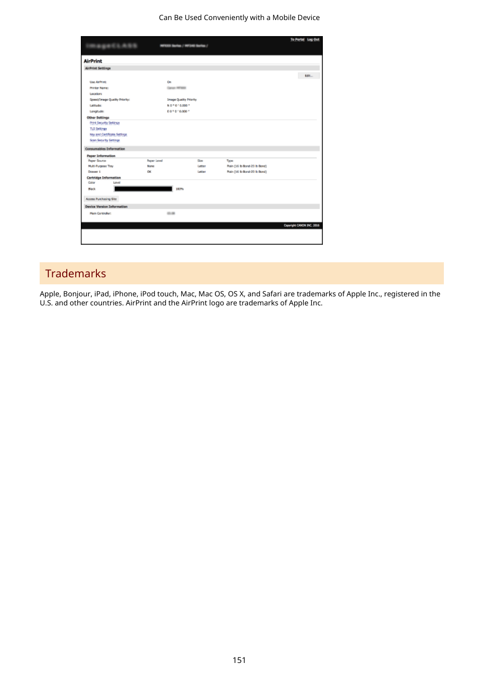 Trademarks | Canon i-SENSYS MF244dw User Manual | Page 157 / 477
