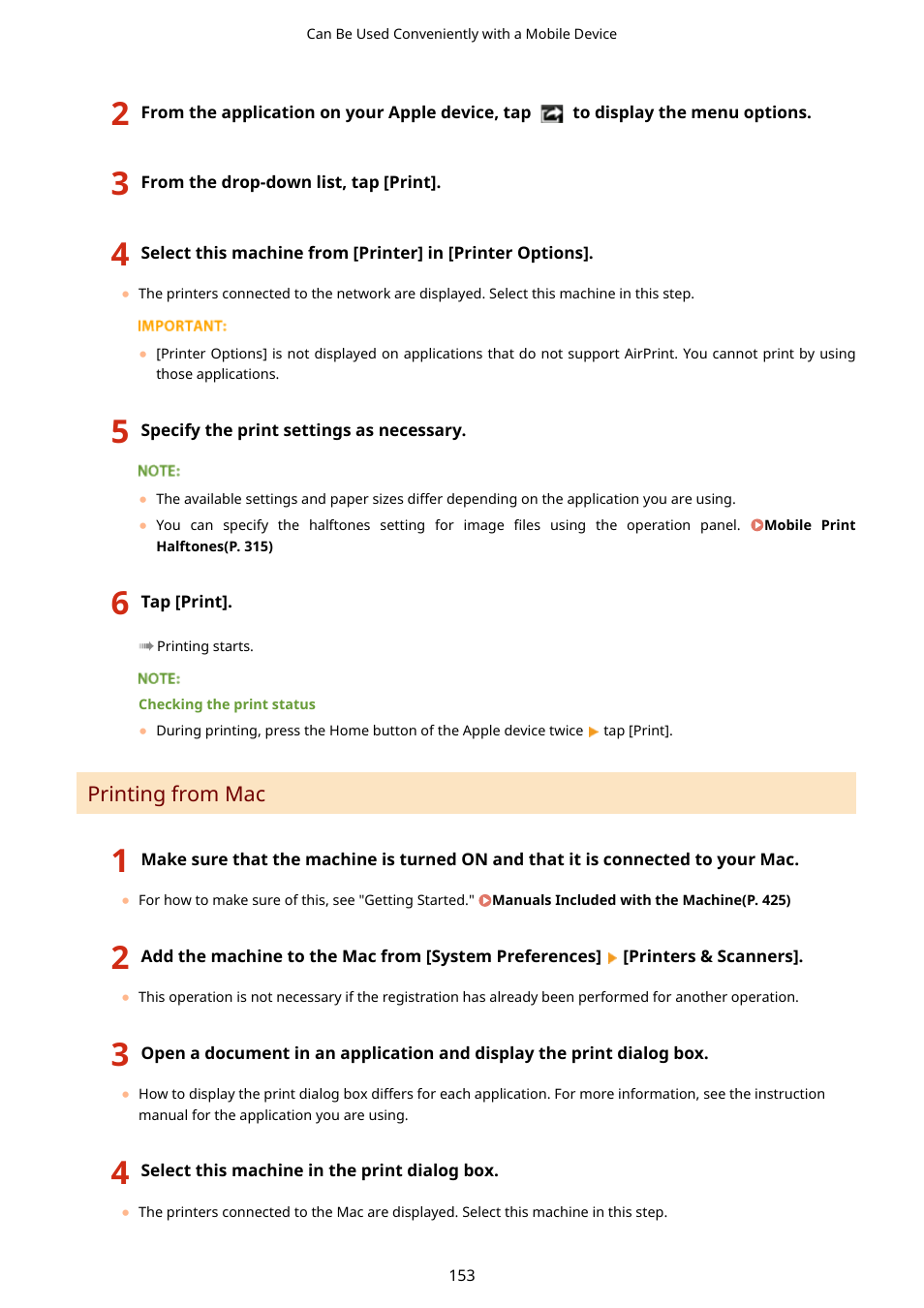 Printing from mac(p. 153) | Canon i-SENSYS MF244dw User Manual | Page 159 / 477