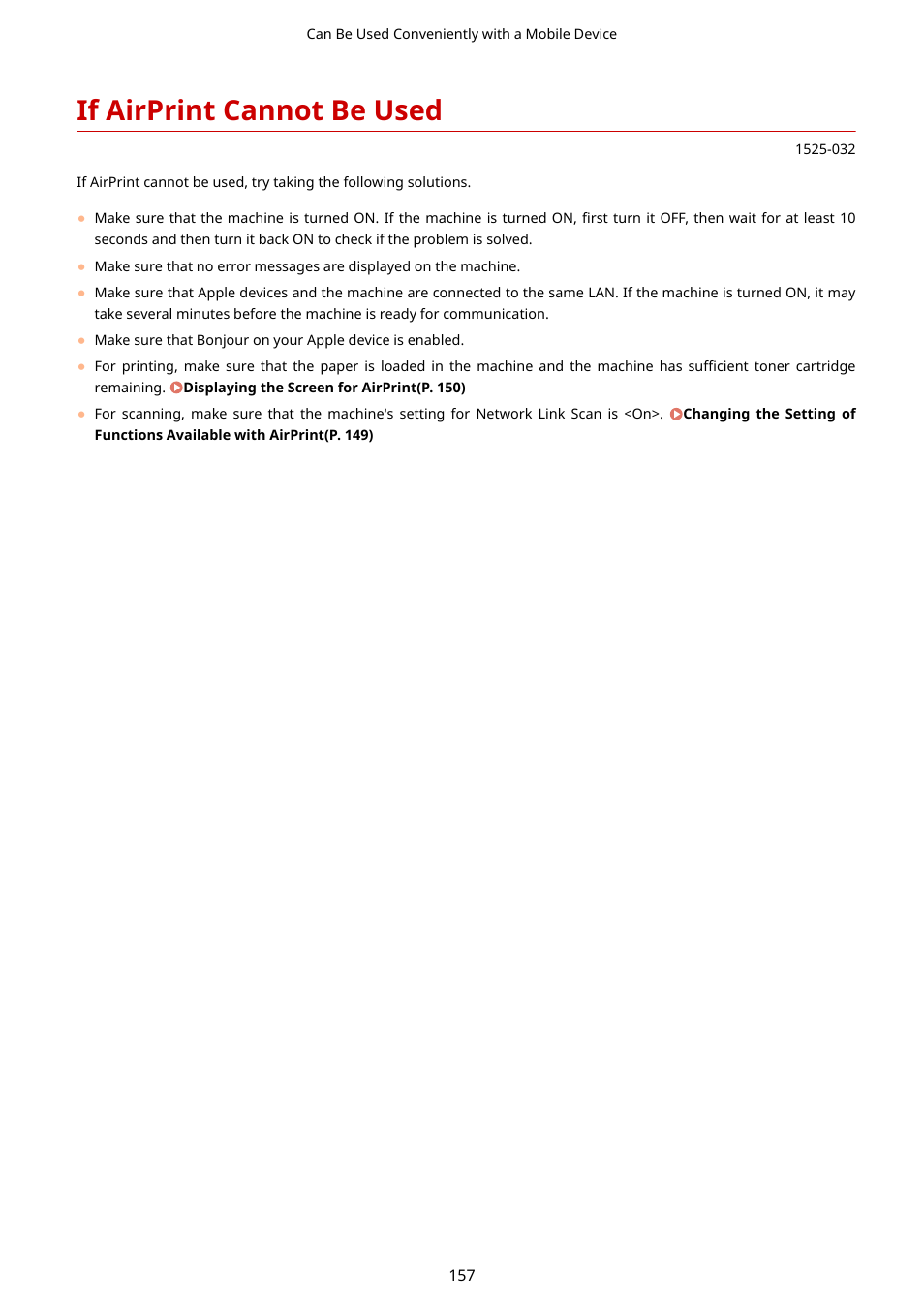 If airprint cannot be used, If airprint cannot be used(p. 157) | Canon i-SENSYS MF244dw User Manual | Page 163 / 477