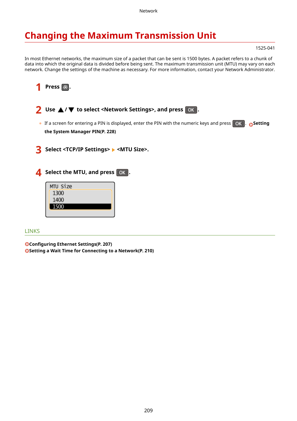 Changing the maximum transmission unit | Canon i-SENSYS MF244dw User Manual | Page 215 / 477