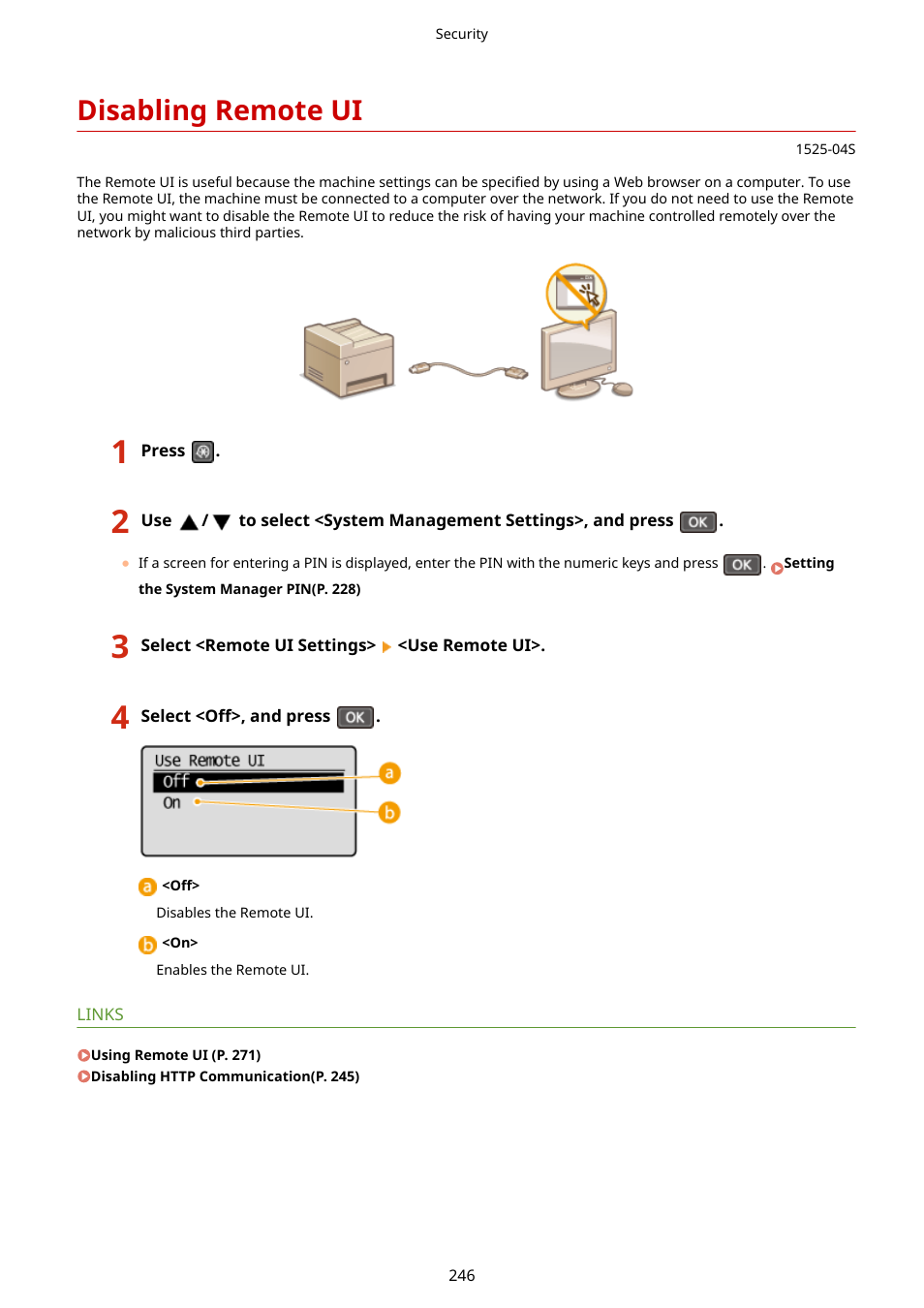 Disabling remote ui | Canon i-SENSYS MF244dw User Manual | Page 252 / 477