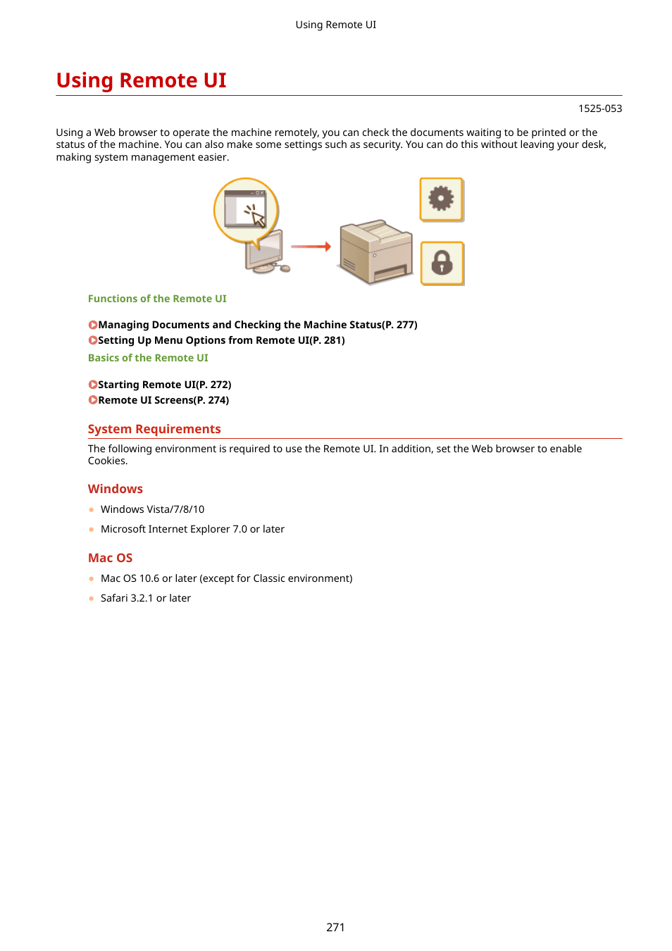 Using remote ui, Using remote ui (p. 271) | Canon i-SENSYS MF244dw User Manual | Page 277 / 477