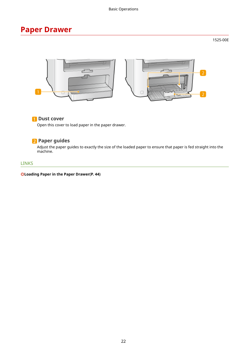Paper drawer, Paper drawer(p. 22) | Canon i-SENSYS MF244dw User Manual | Page 28 / 477
