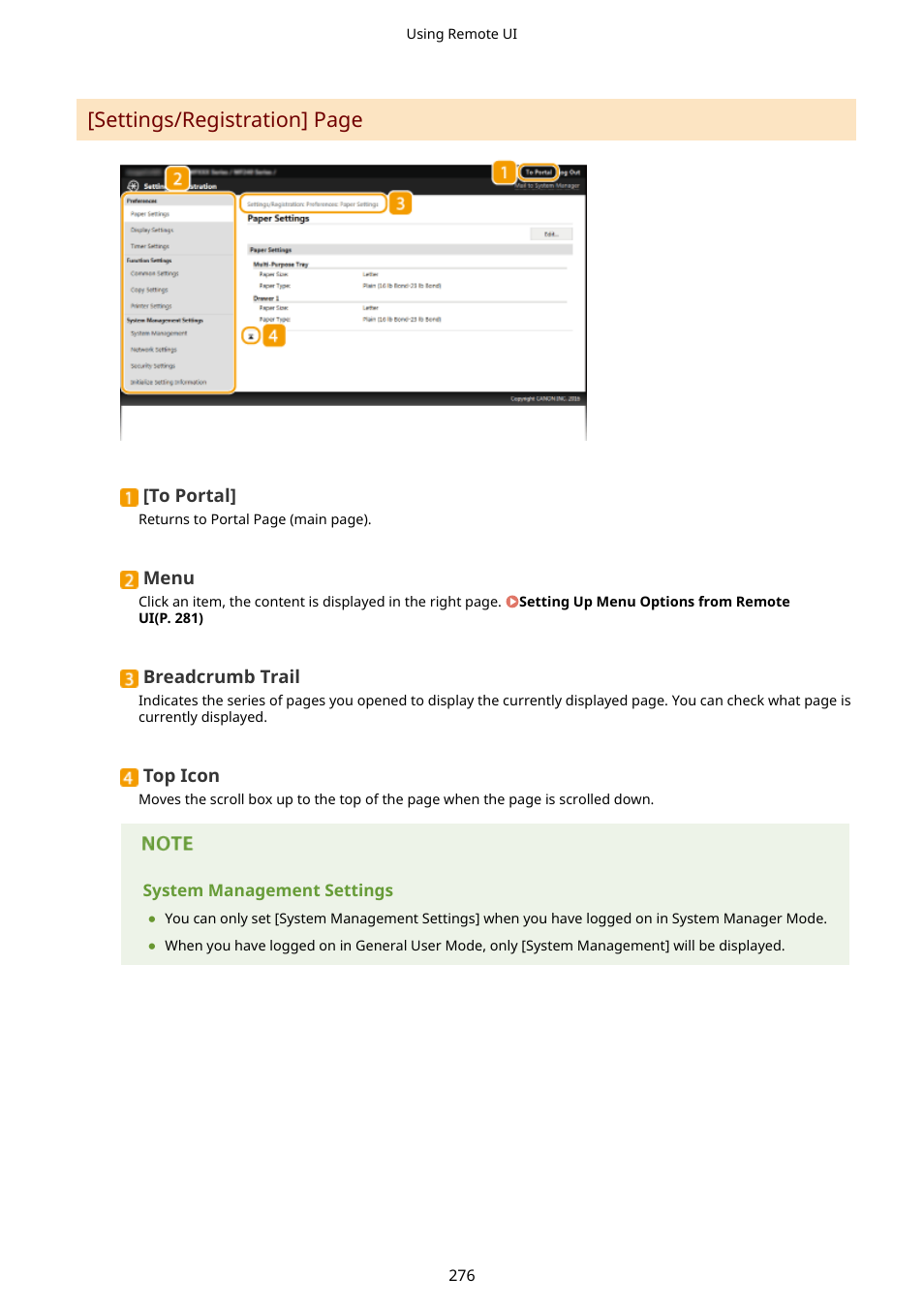 Settings/registration] page | Canon i-SENSYS MF244dw User Manual | Page 282 / 477