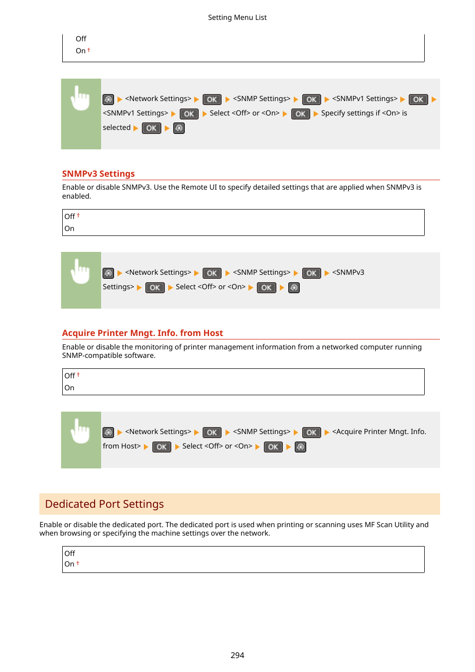 Dedicated port settings(p. 294), Dedicated port settings | Canon i-SENSYS MF244dw User Manual | Page 300 / 477