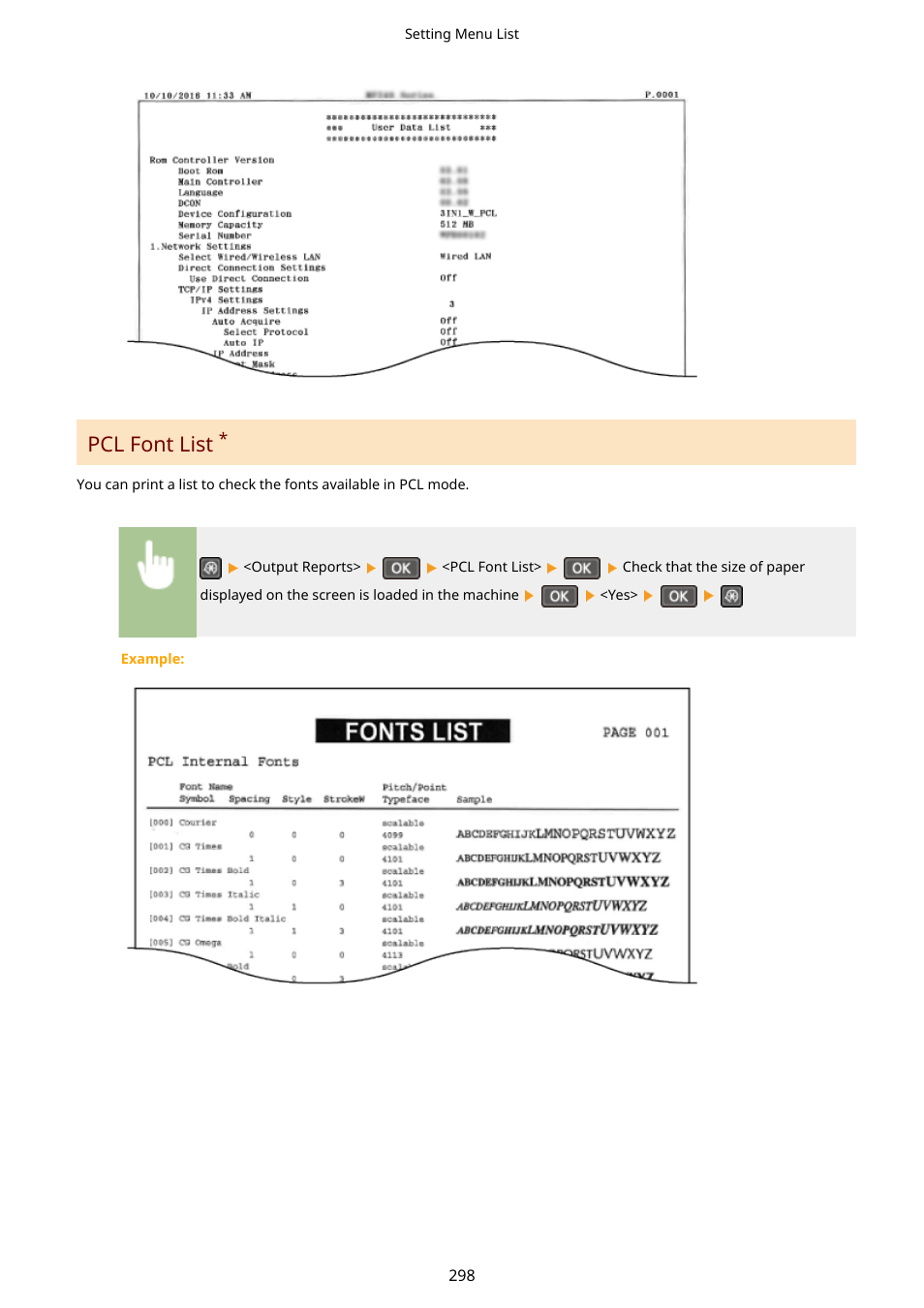 Pcl font list | Canon i-SENSYS MF244dw User Manual | Page 304 / 477