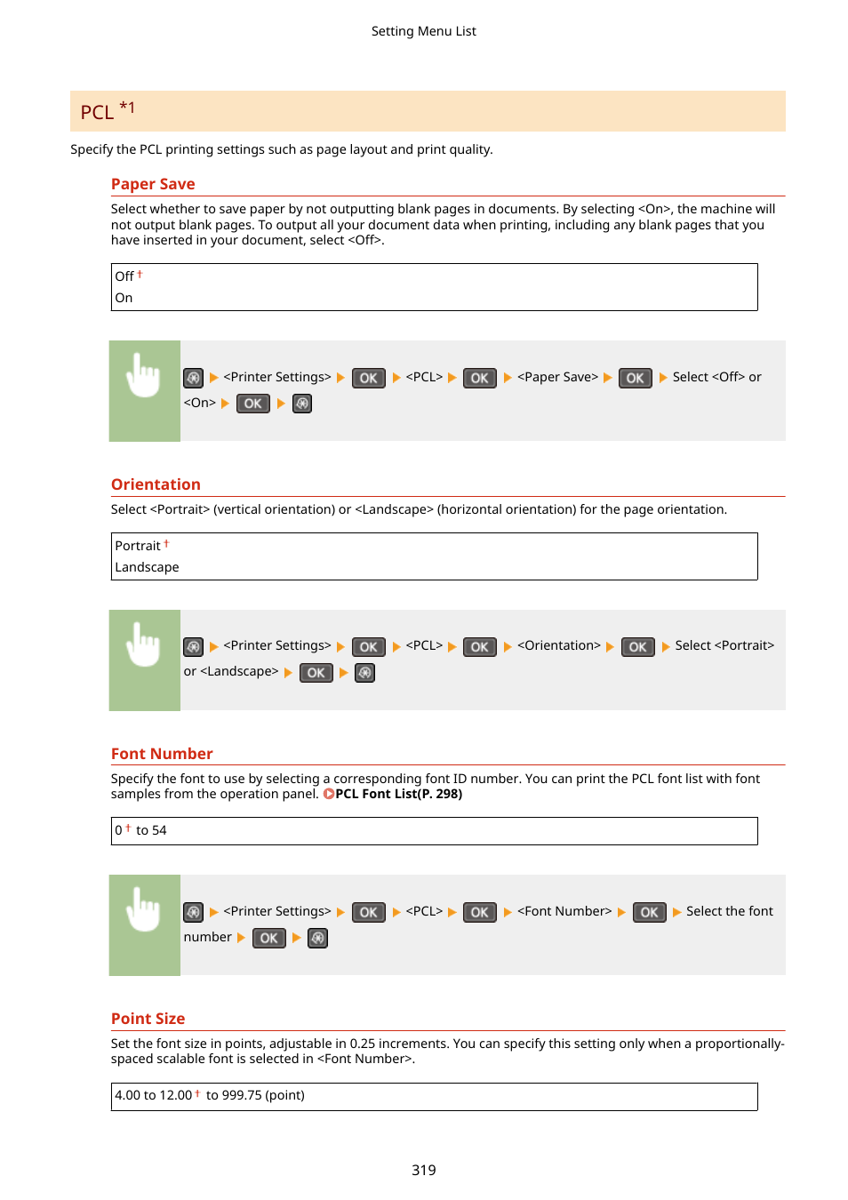 Pcl(p. 319) | Canon i-SENSYS MF244dw User Manual | Page 325 / 477