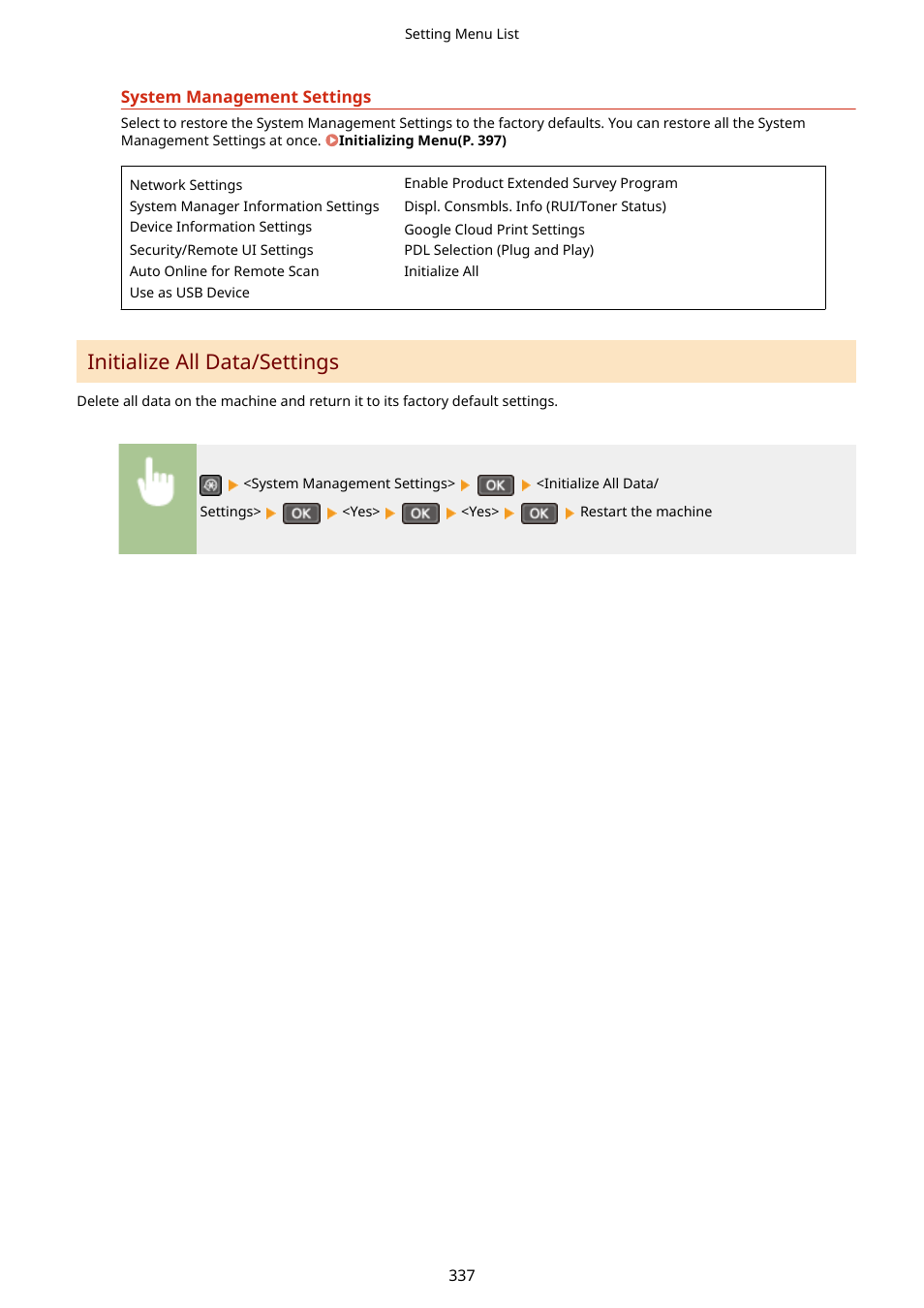 Initialize all data/settings(p. 337), Initialize all data/settings | Canon i-SENSYS MF244dw User Manual | Page 343 / 477