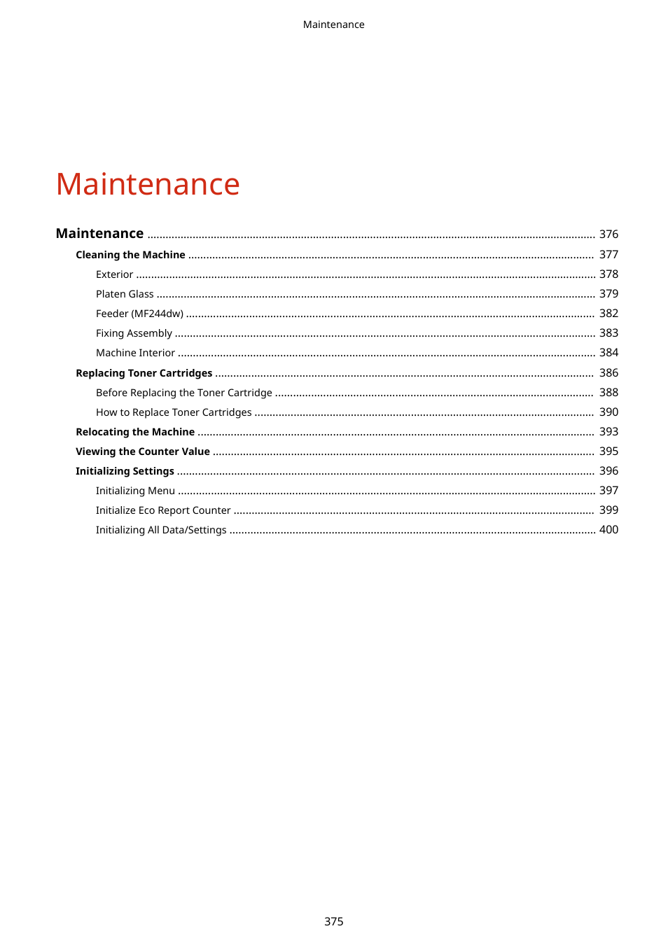 Maintenance | Canon i-SENSYS MF244dw User Manual | Page 381 / 477