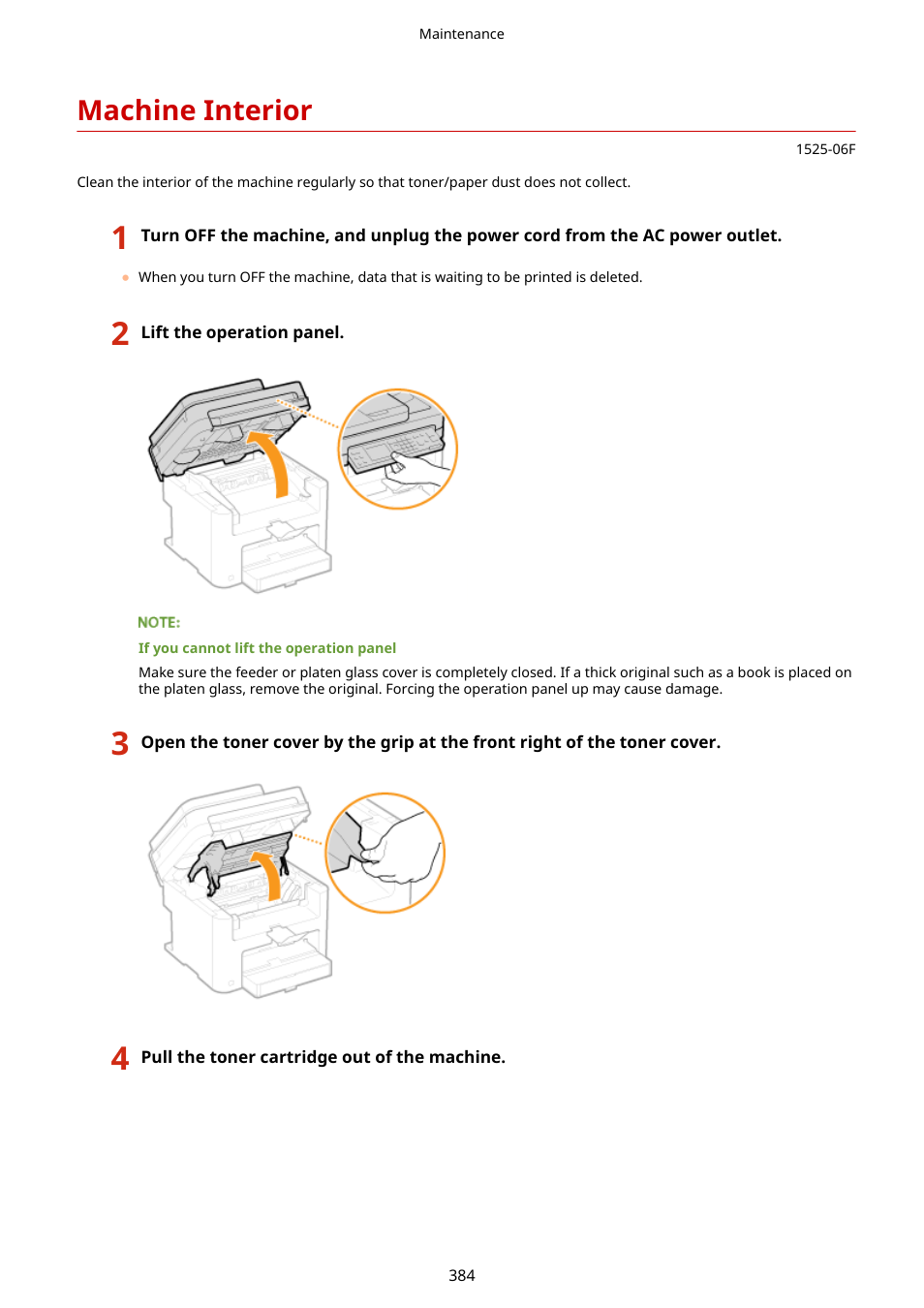 Machine interior, Machine interior(p. 384) | Canon i-SENSYS MF244dw User Manual | Page 390 / 477