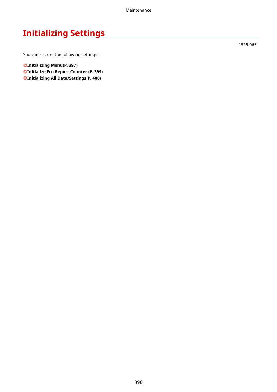 Initializing settings, Initializing settings(p. 396) | Canon i-SENSYS MF244dw User Manual | Page 402 / 477