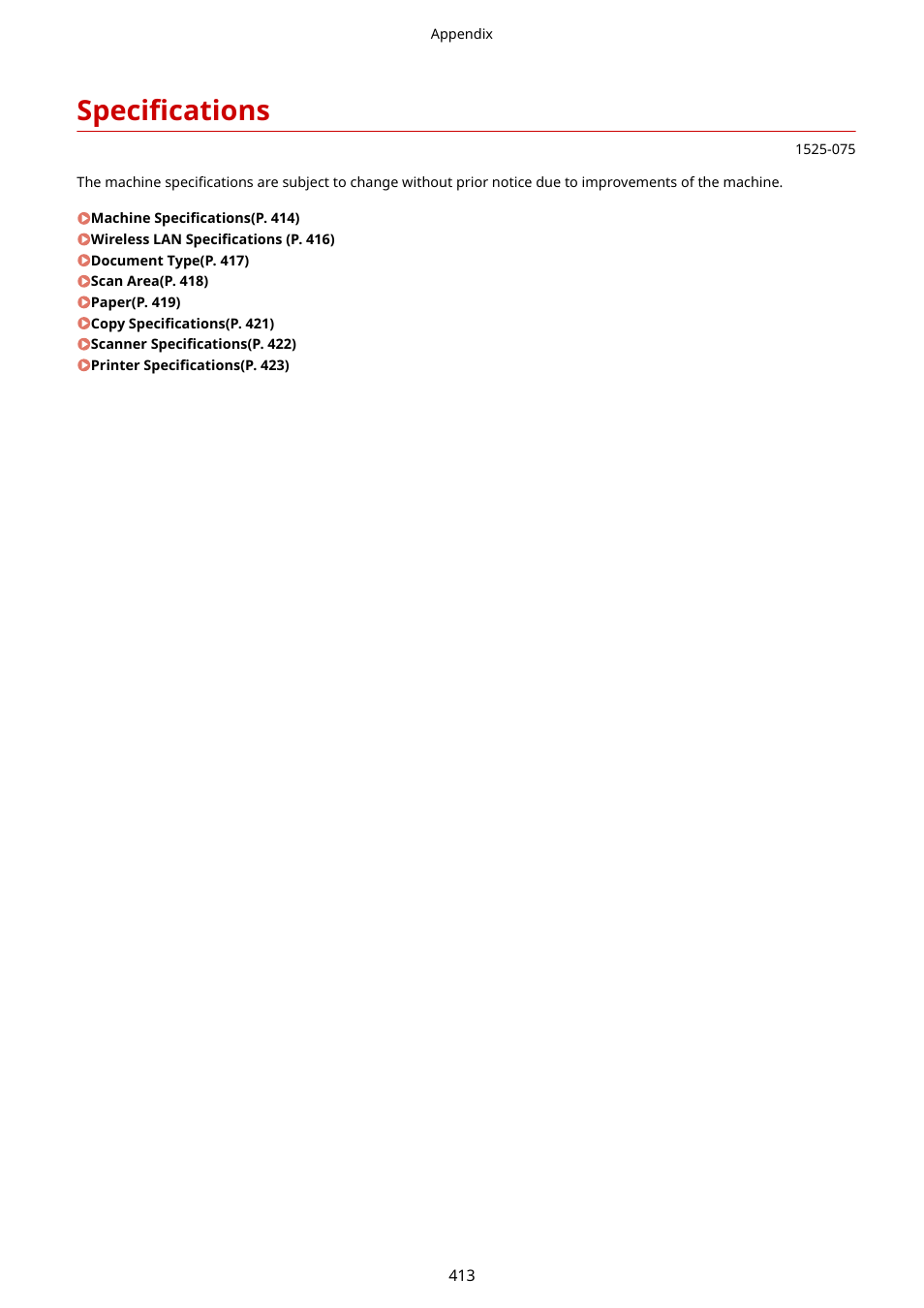 Specifications | Canon i-SENSYS MF244dw User Manual | Page 419 / 477
