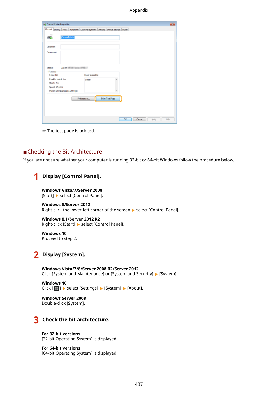 Checking the bit architecture(p. 437) | Canon i-SENSYS MF244dw User Manual | Page 443 / 477