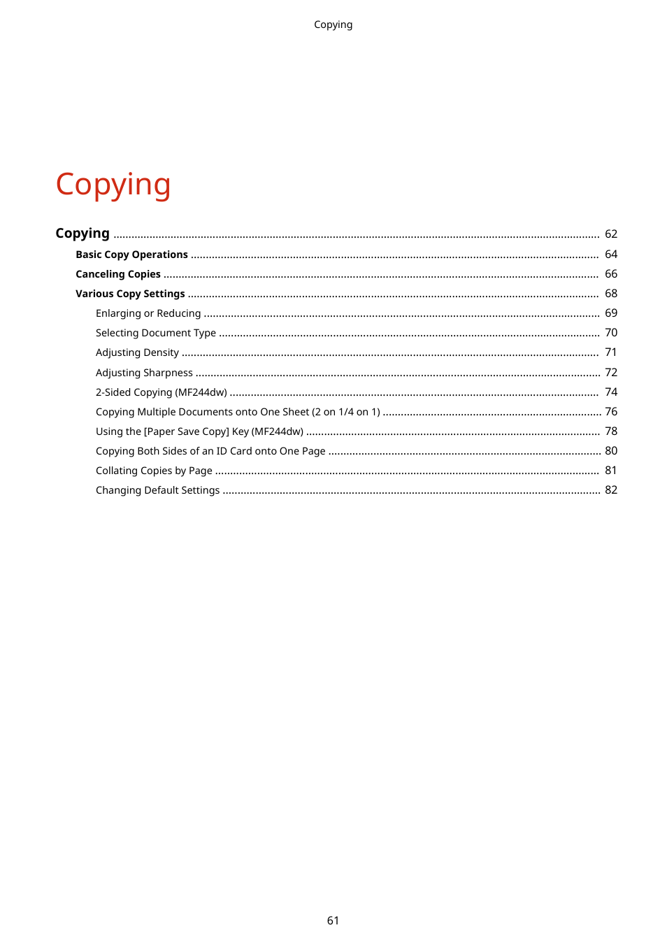 Copying | Canon i-SENSYS MF244dw User Manual | Page 67 / 477
