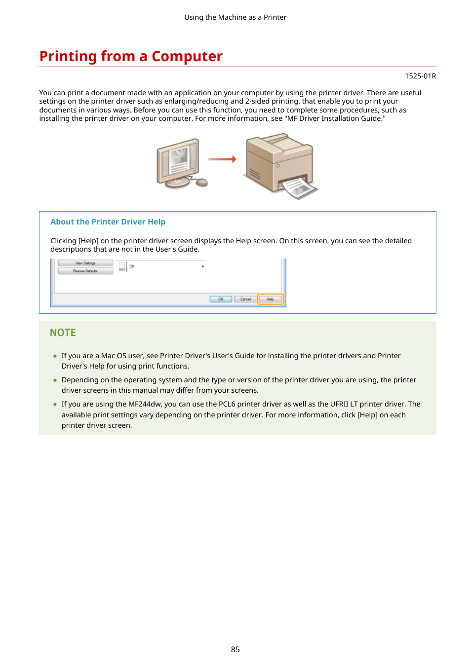 Printing from a computer | Canon i-SENSYS MF244dw User Manual | Page 91 / 477