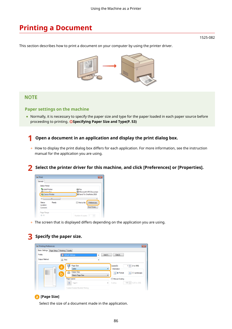 Printing a document | Canon i-SENSYS MF244dw User Manual | Page 92 / 477