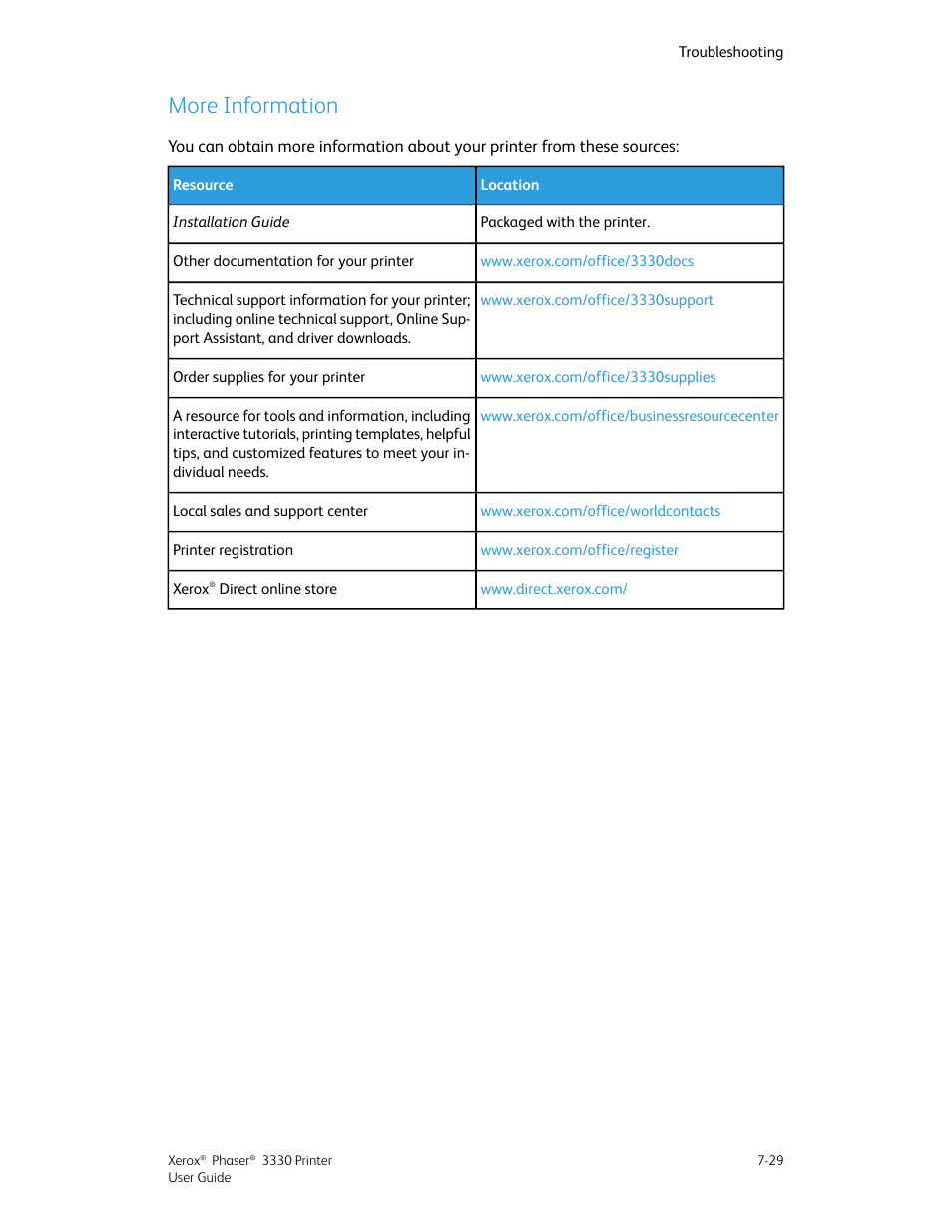 More information, More information -29 | Xerox Phaser 3330 User Manual | Page 97 / 114
