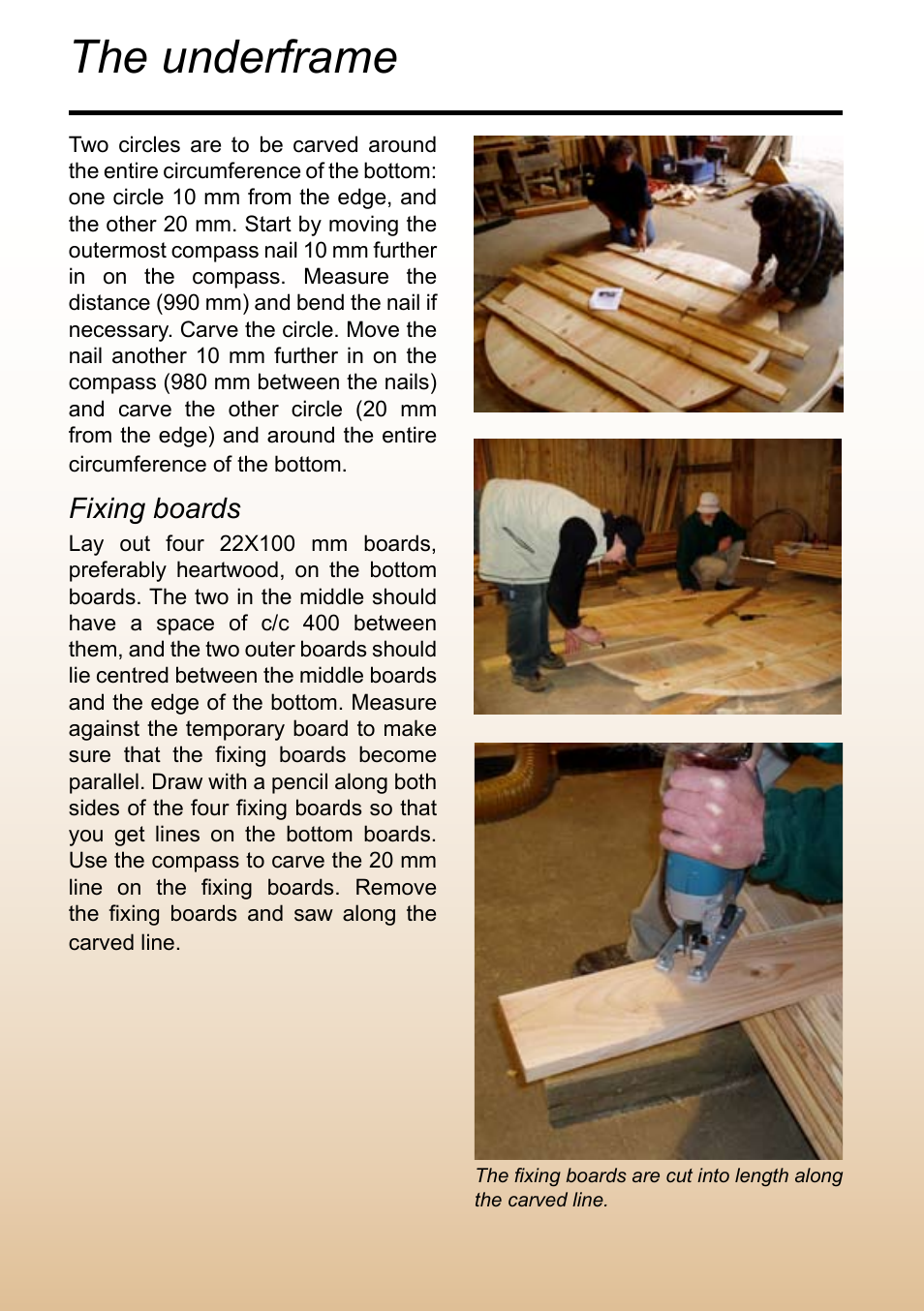 The underframe, Fixing boards | Logosol M8 User Manual | Page 12 / 40