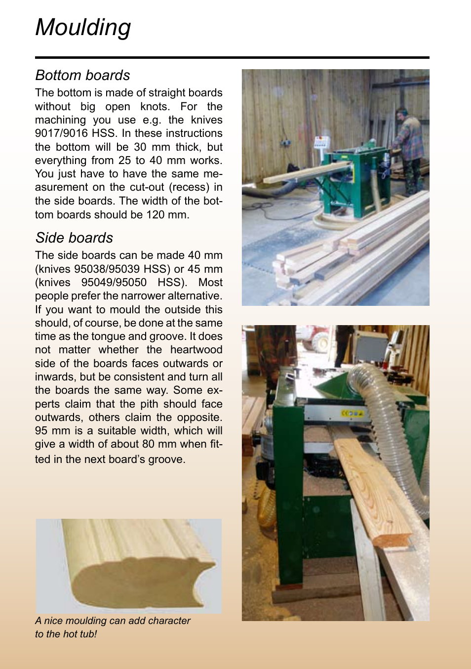 Moulding, Bottom boards, Side boards | Logosol M8 User Manual | Page 6 / 40