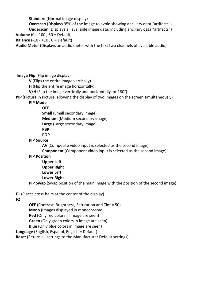 Setting submenu | Marshall Electronics V-LCD70-AFHD User Manual | Page 11 / 16