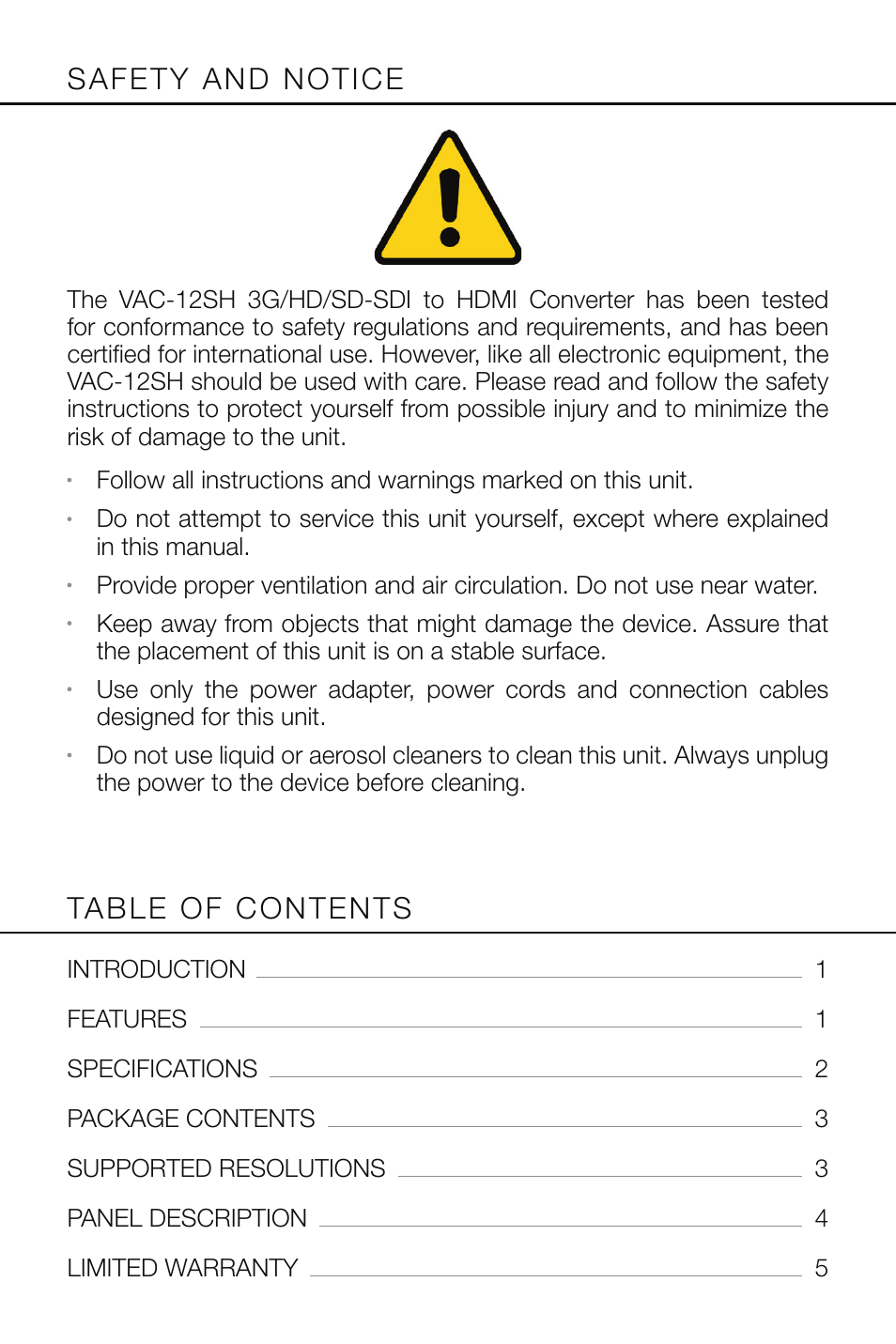 Marshall Electronics VAC-12SH User Manual | Page 2 / 8