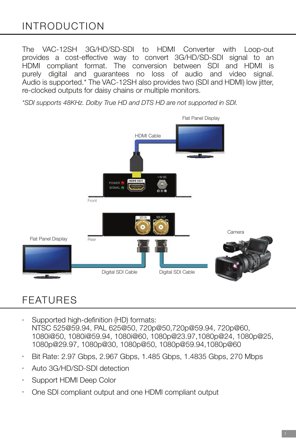 Introduction features | Marshall Electronics VAC-12SH User Manual | Page 3 / 8
