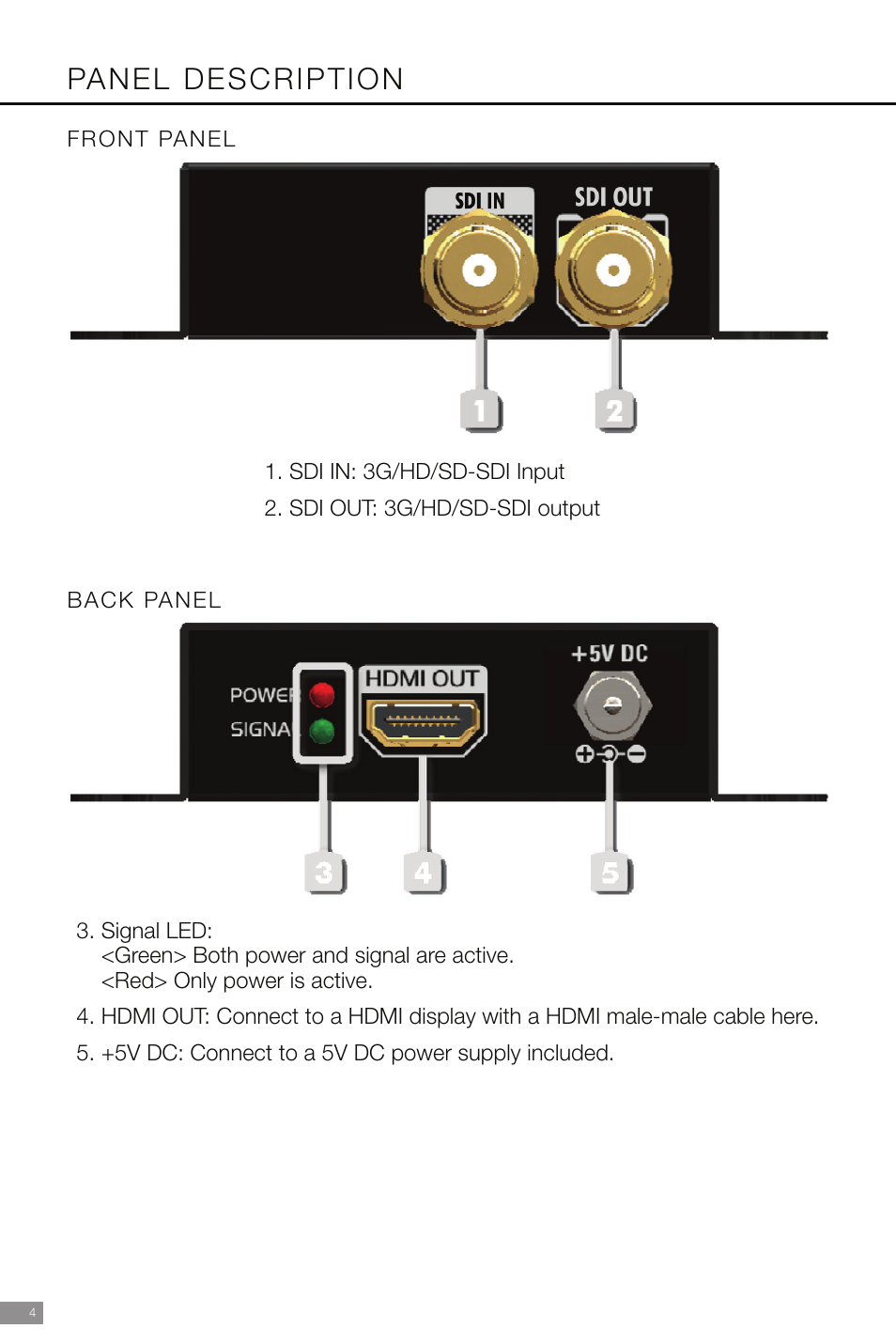 Panel description | Marshall Electronics VAC-12SH User Manual | Page 6 / 8