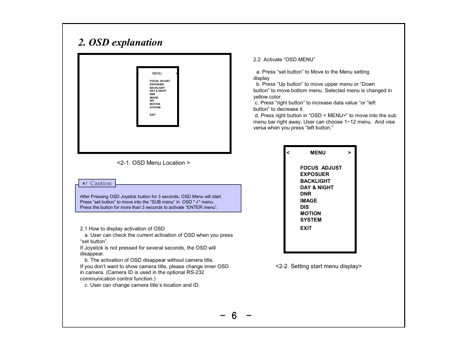 Slide 6, Osd explanation | Marshall Electronics CV200-MB / M User Manual | Page 6 / 11