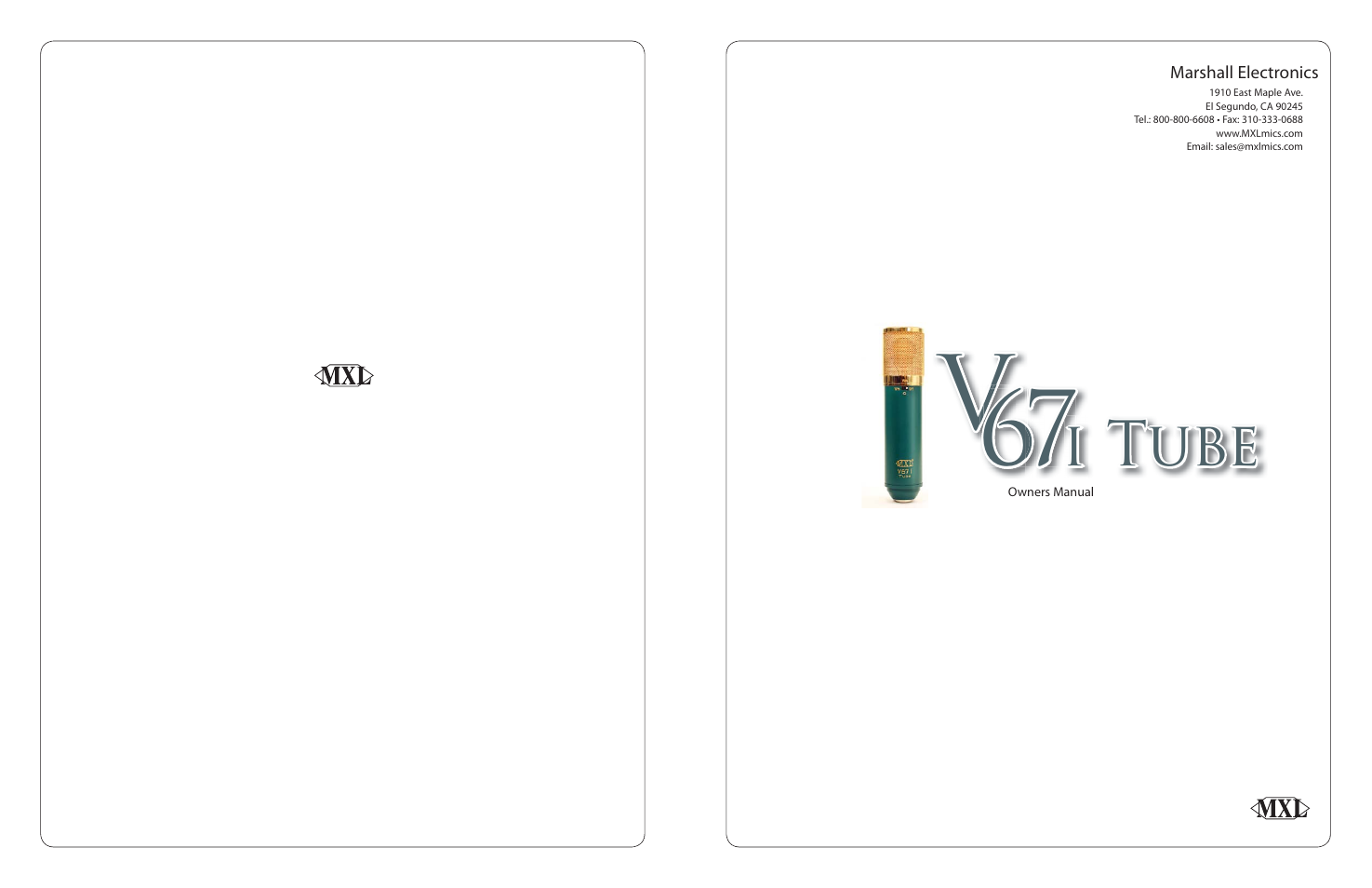 Marshall Electronics MXL V67i Tube User Manual | 2 pages
