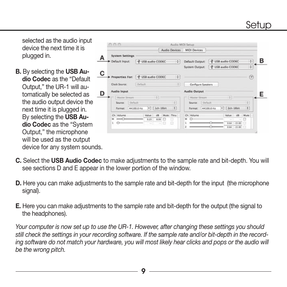 Setup | Marshall Electronics MXL UR-1 User Manual | Page 9 / 12
