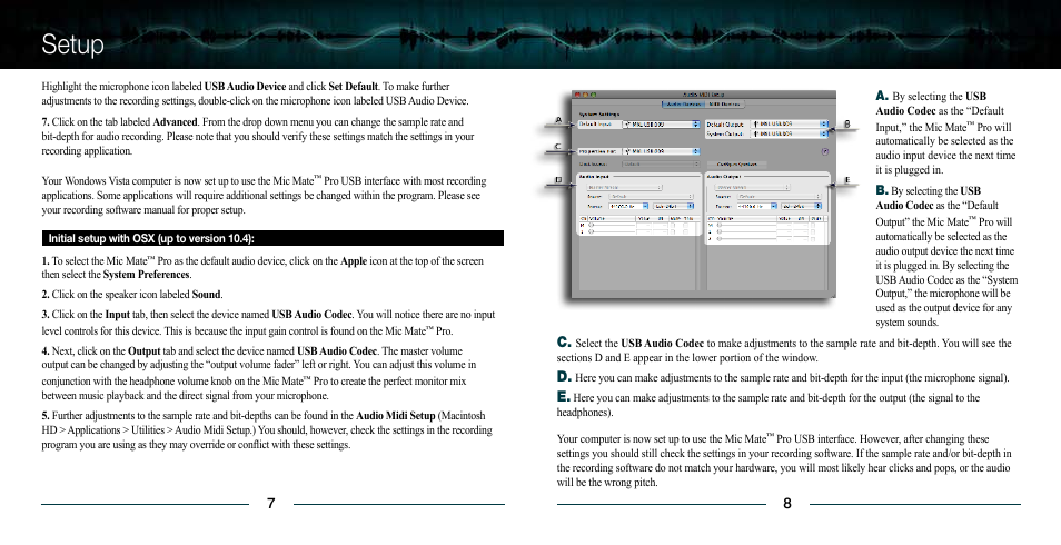 Setup | MXL USB Mic Mate Pro User Manual | Page 5 / 7