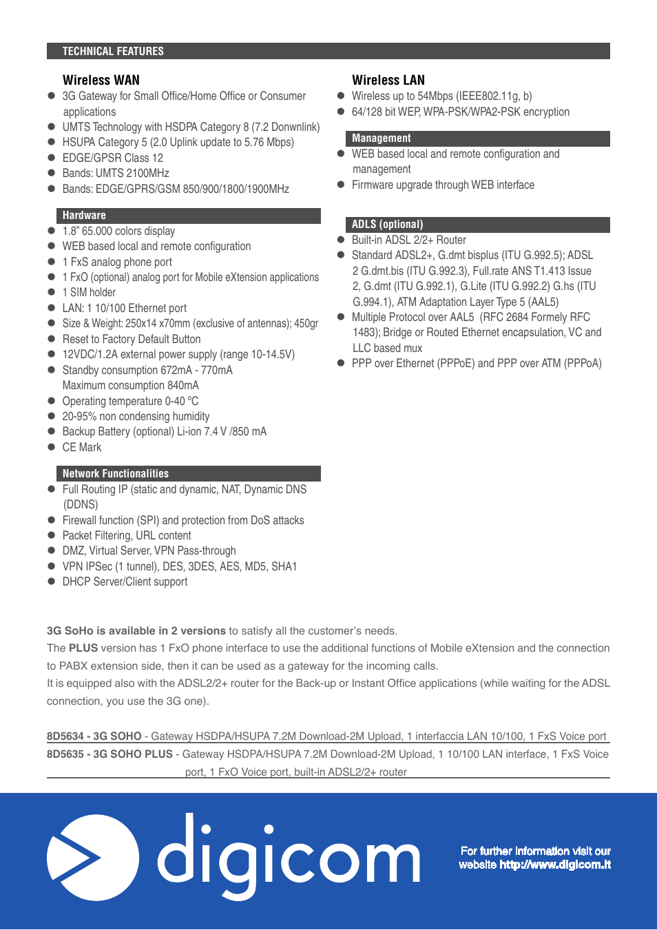 Digicom 3G SOHO HSUPA Station User Manual | Page 4 / 4