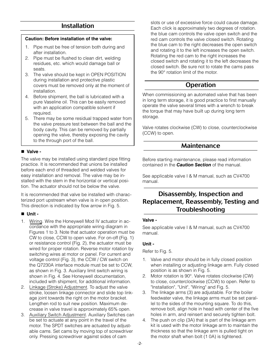 Installation, Operation, Maintenance | Marwin Valve FW4700 Series Boiler Feedwater Valve User Manual | Page 2 / 4