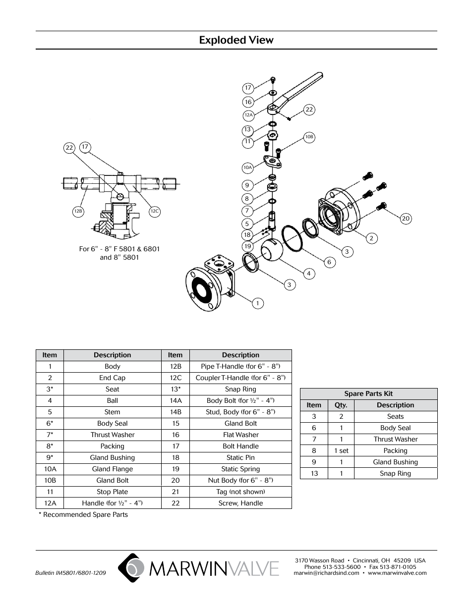 Exploded view | Marwin Valve 5801F Series Fire Safe Flanged Valves User Manual | Page 4 / 4