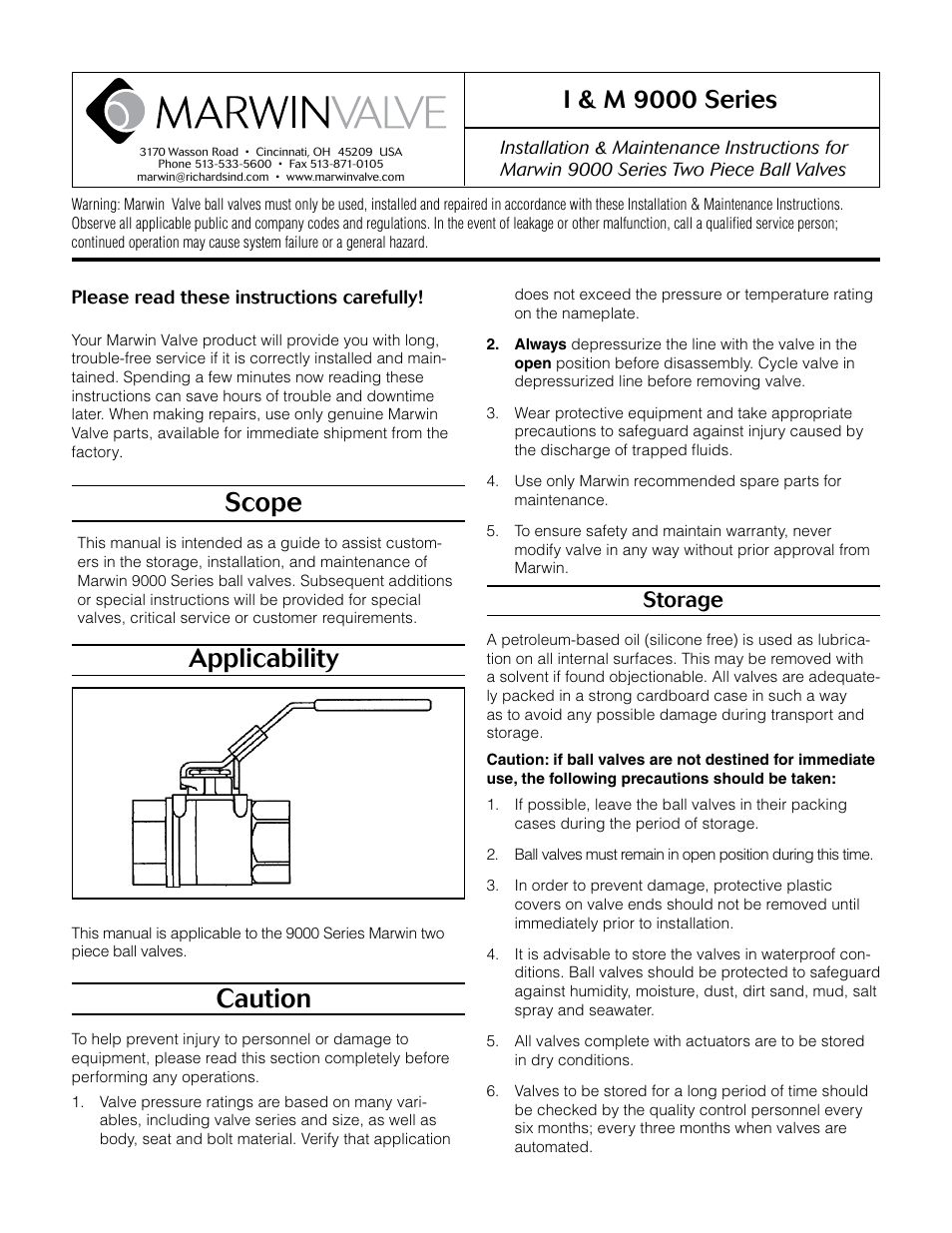 Marwin Valve 9000F Series Two Piece Аква техника User Manual | 4 pages