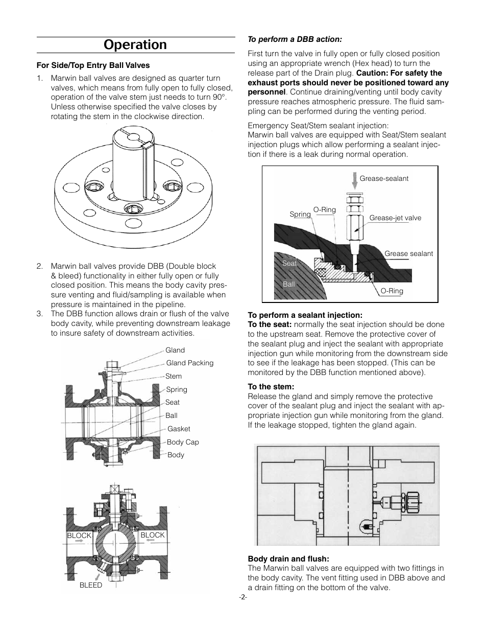 Operation | Marwin Valve KC Series Trunnion Valves User Manual | Page 2 / 5