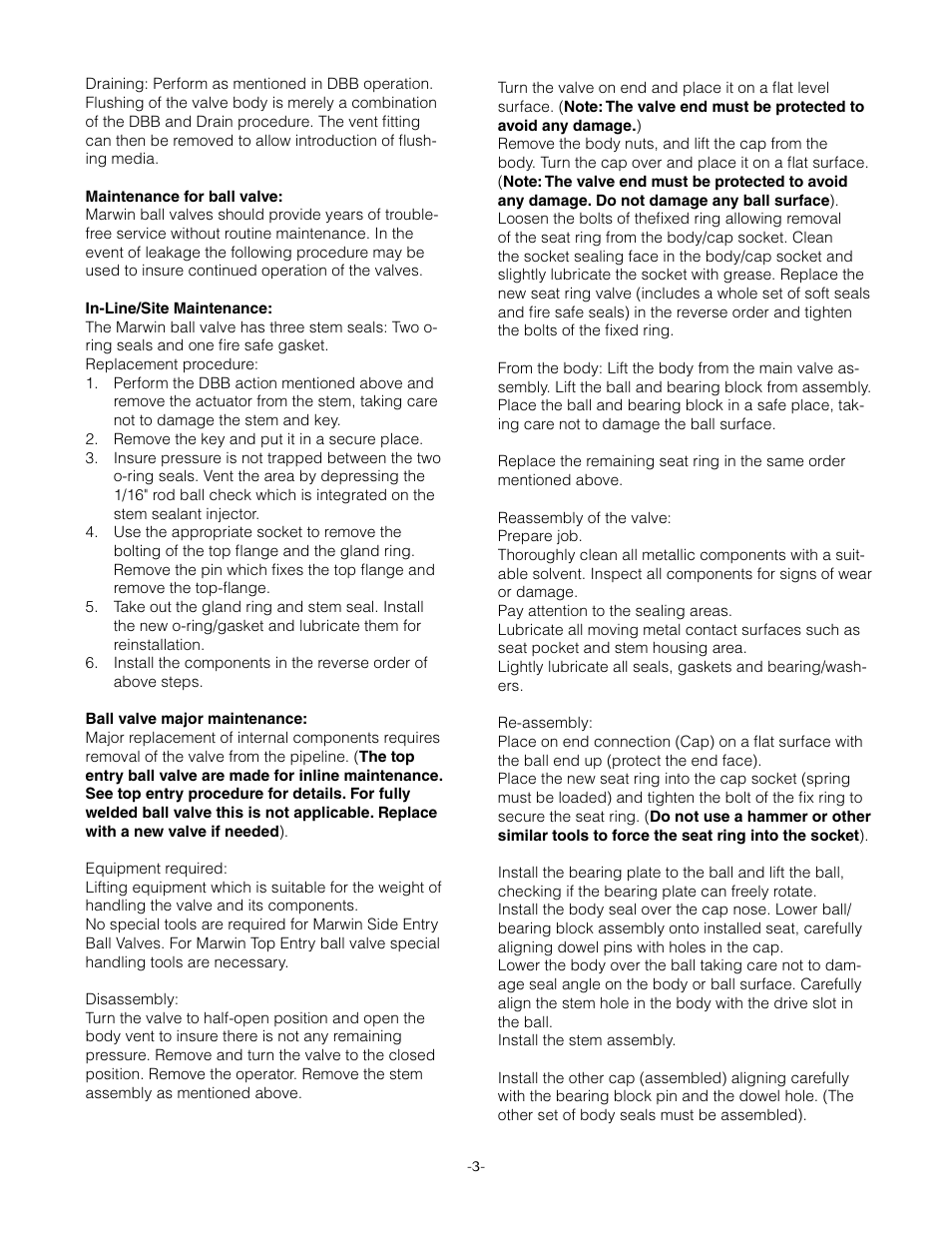Marwin Valve KC Series Trunnion Valves User Manual | Page 3 / 5