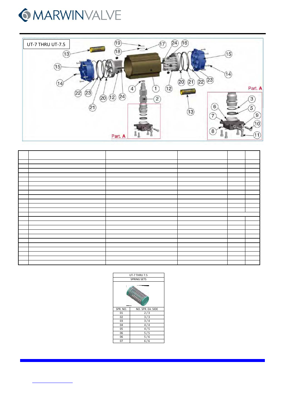 Instruction and maintenance manual, Ut-7 thru ut-7.5, Marwin ut design 2011 pneumatic actuators | Marwin Valve UT Series Pneumatic Actuators User Manual | Page 4 / 10